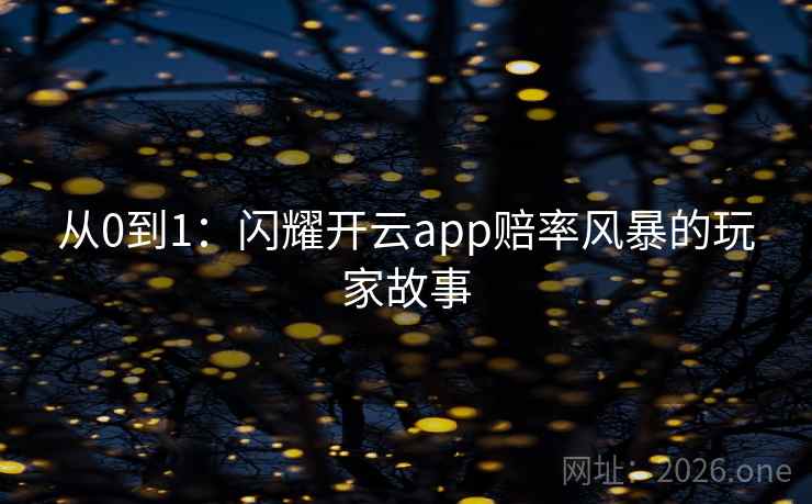 从0到1:闪耀开云app赔率风暴的玩家故事