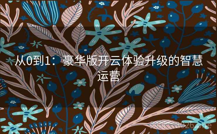 从0到1:豪华版开云体验升级的智慧运营 从0到1:豪华版开云体验升级的智慧运营